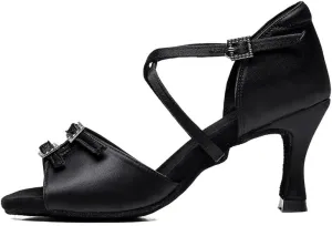 TINRYMX Women's Latin Dance Shoes Ballroom Salsa Cross Strap Professional Practice Dancing Shoes,Model-EM3041