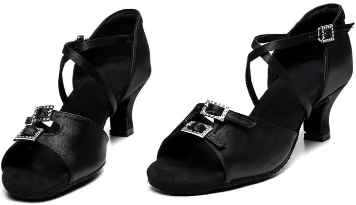 TINRYMX Women's Latin Dance Shoes Ballroom Salsa Cross Strap Professional Practice Dancing Shoes,Model-EM3041