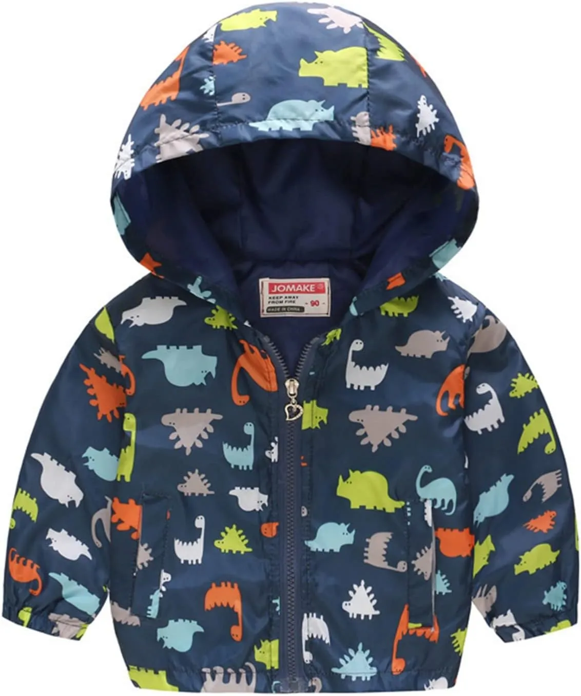 Toddler Boys artoon Dinosaur Hooded Jacket Long Sleeve Windproof Coats Zip Up Trench Windbreaker Outerwear