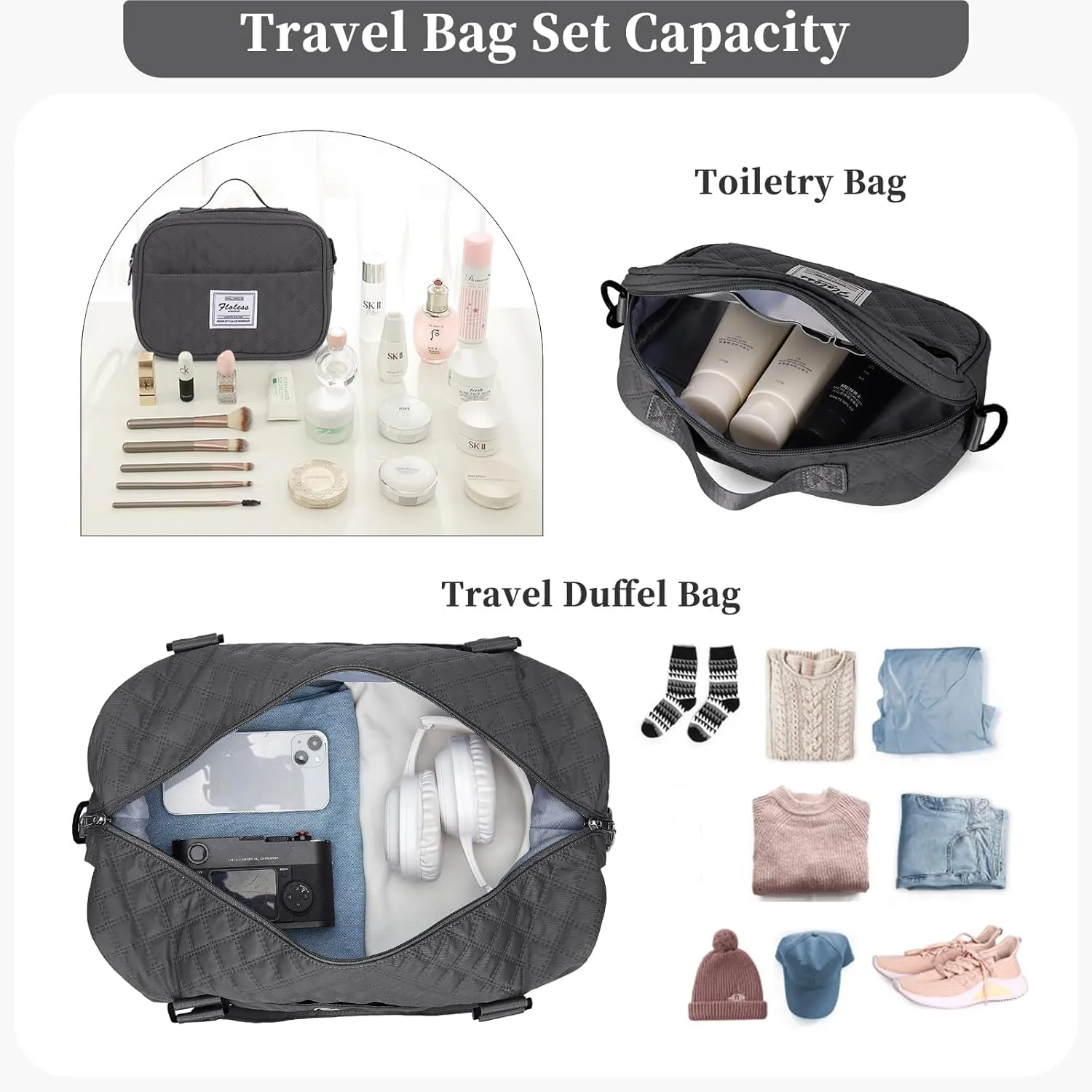 Travel Bag for Women, Overnight Duffel Weekender Bag with Toiletry Bag,Gym Bag with Wet Pocket,Personal Item Carry On Bag
