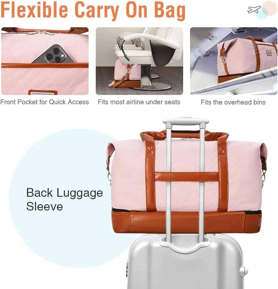 Travel Duffle Bag, Weekender Bags for Women Carry On Travel Bag Overnight Bag with Shoe Compartment Toiletry Bag