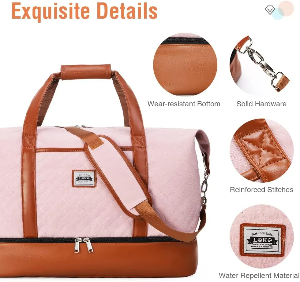 Travel Duffle Bag, Weekender Bags for Women Carry On Travel Bag Overnight Bag with Shoe Compartment Toiletry Bag