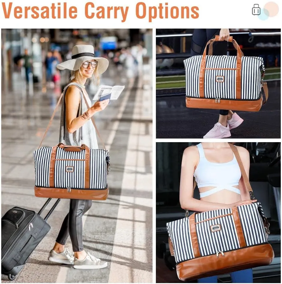 Travel Duffle Bag, Weekender Bags for Women Carry On Travel Bag Overnight Bag with Shoe Compartment Toiletry Bag