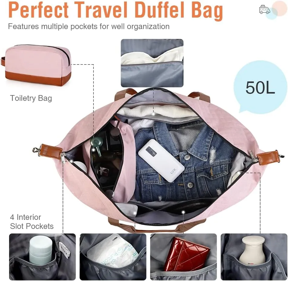 Travel Duffle Bag, Weekender Bags for Women Carry On Travel Bag Overnight Bag with Shoe Compartment Toiletry Bag