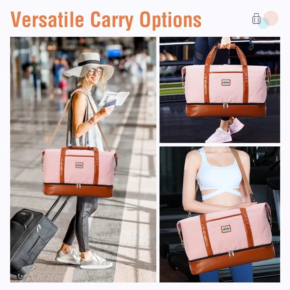 Travel Duffle Bag, Weekender Bags for Women Carry On Travel Bag Overnight Bag with Shoe Compartment Toiletry Bag
