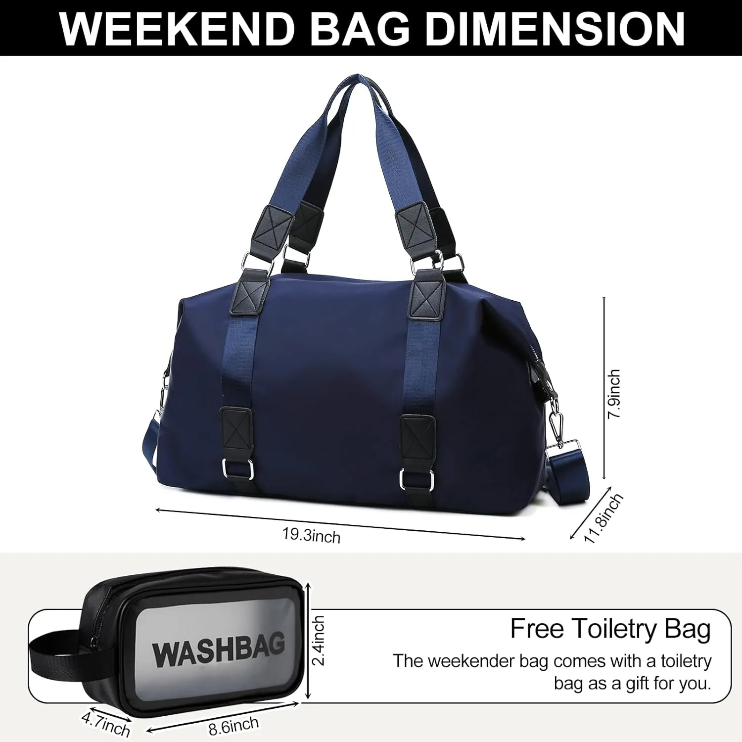 Travel Duffle Bag,Gym Bag for Women Weekender Carry on Overnight Bag Personal Item Bag Yoga Tote Bag with Wet Pocket Toiletry Makeup Bag for Sport Dance Trips Hospital Blue