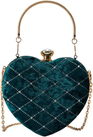 Trendy Heart shaped Chain Clutchs Stylish Chain Purse Bag for Evening Occasions