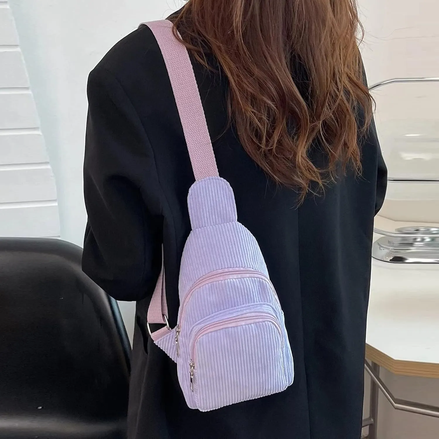 Trendy Sling Bag Bakpack Mini Corduroy Sling Bag Women Shoulder Bag Chest Bag Purse Bag Package