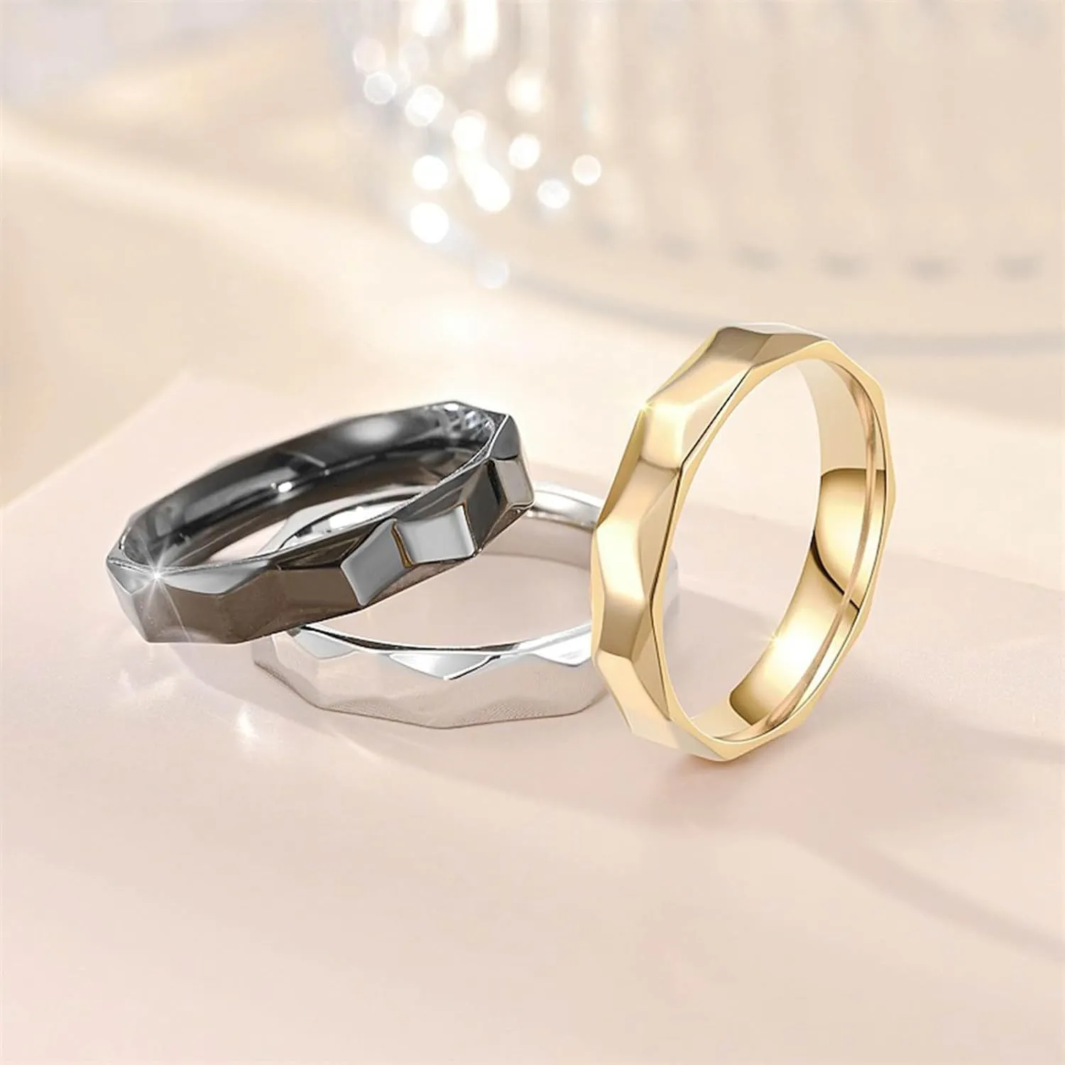 TrendyTitanium Steel Wedding Band for Women,Stackable Thin Anniversary Promise Rings Stackable Ring for Engagement