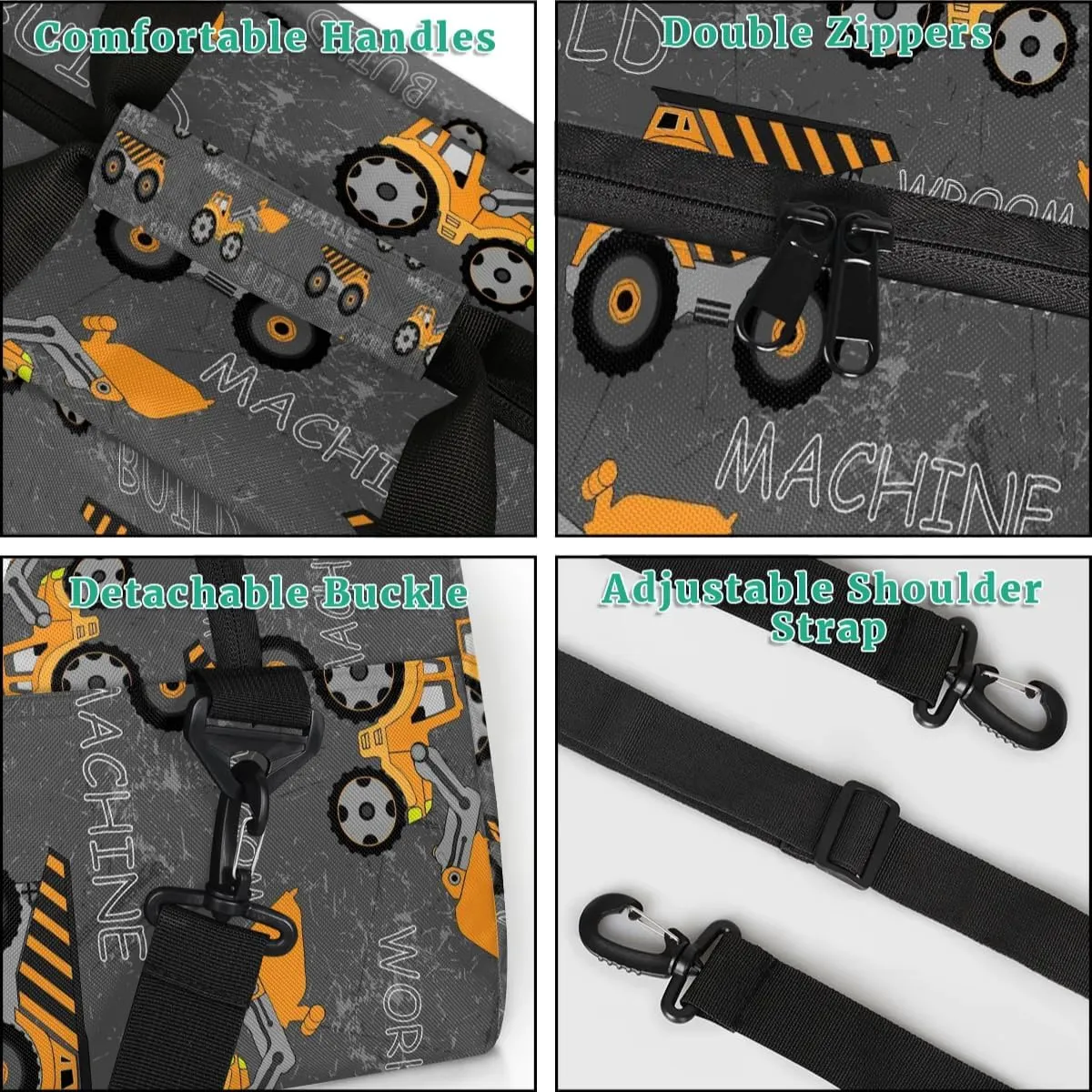 Truck Tractor Cars Duffle Bags for boys Travel Weekender Overnight Bag Kids Sports Gym Bag Waterproof Work Out Bags Foldable Sleepover Gymnastics Bags Personality Boys Gift
