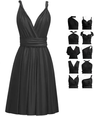TTYBridal Short Infinity Dress with Bandeau,Midi Bridesmaid Convertible Dress,Elastic Wedding Multiway Twist Wrap Dress