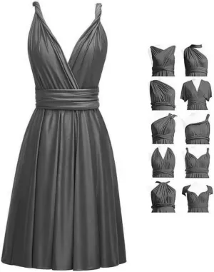 TTYBridal Short Infinity Dress with Bandeau,Midi Bridesmaid Convertible Dress,Elastic Wedding Multiway Twist Wrap Dress