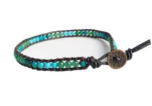 Turquoise chrysocolla green jade stone anklets leather anklets men women anklets blue green anklets beaded anklets