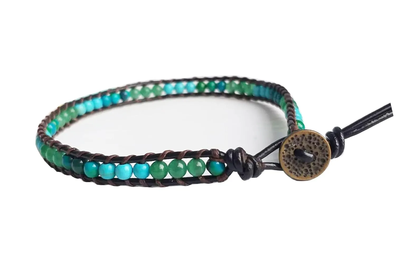 Turquoise chrysocolla green jade stone anklets leather anklets men women anklets blue green anklets beaded anklets
