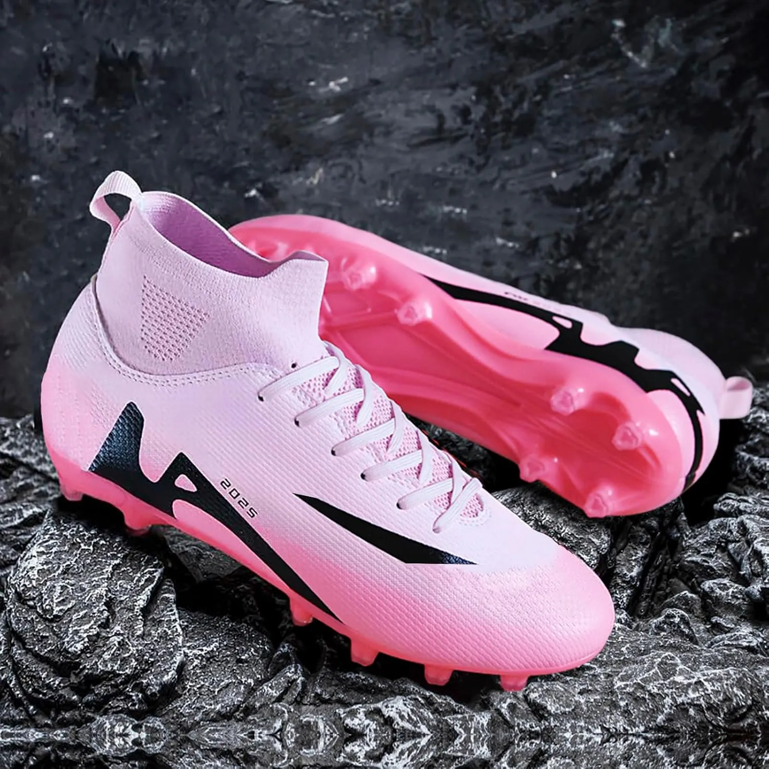 UYO Boys' Soccer Shoes Kids Firm Ground Soccer Cleats Girls Turf Shoes Outdoor Trainning Shoes High Top Youth Football Shoes