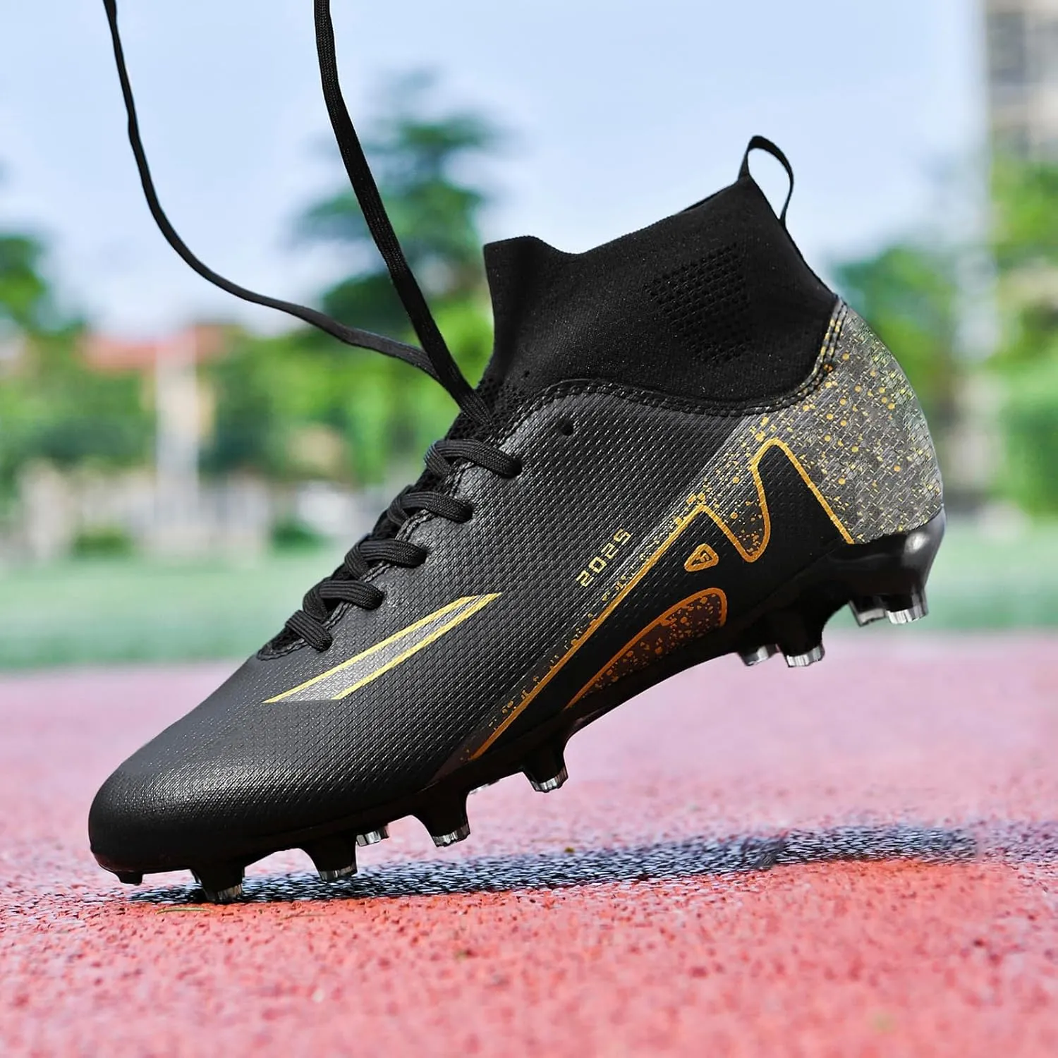 UYO Boys' Soccer Shoes Kids Firm Ground Soccer Cleats Girls Turf Shoes Outdoor Trainning Shoes High Top Youth Football Shoes