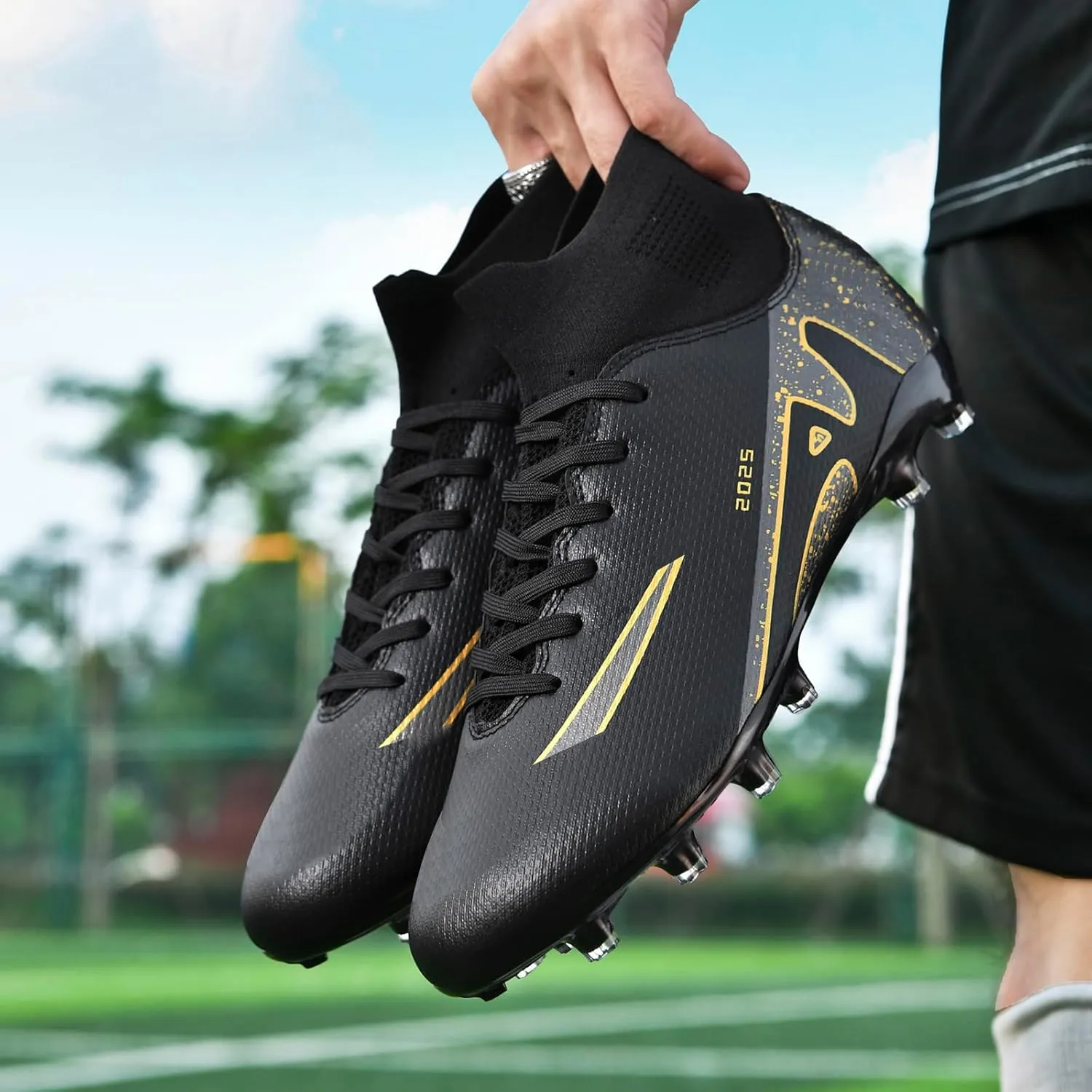 UYO Boys' Soccer Shoes Kids Firm Ground Soccer Cleats Girls Turf Shoes Outdoor Trainning Shoes High Top Youth Football Shoes