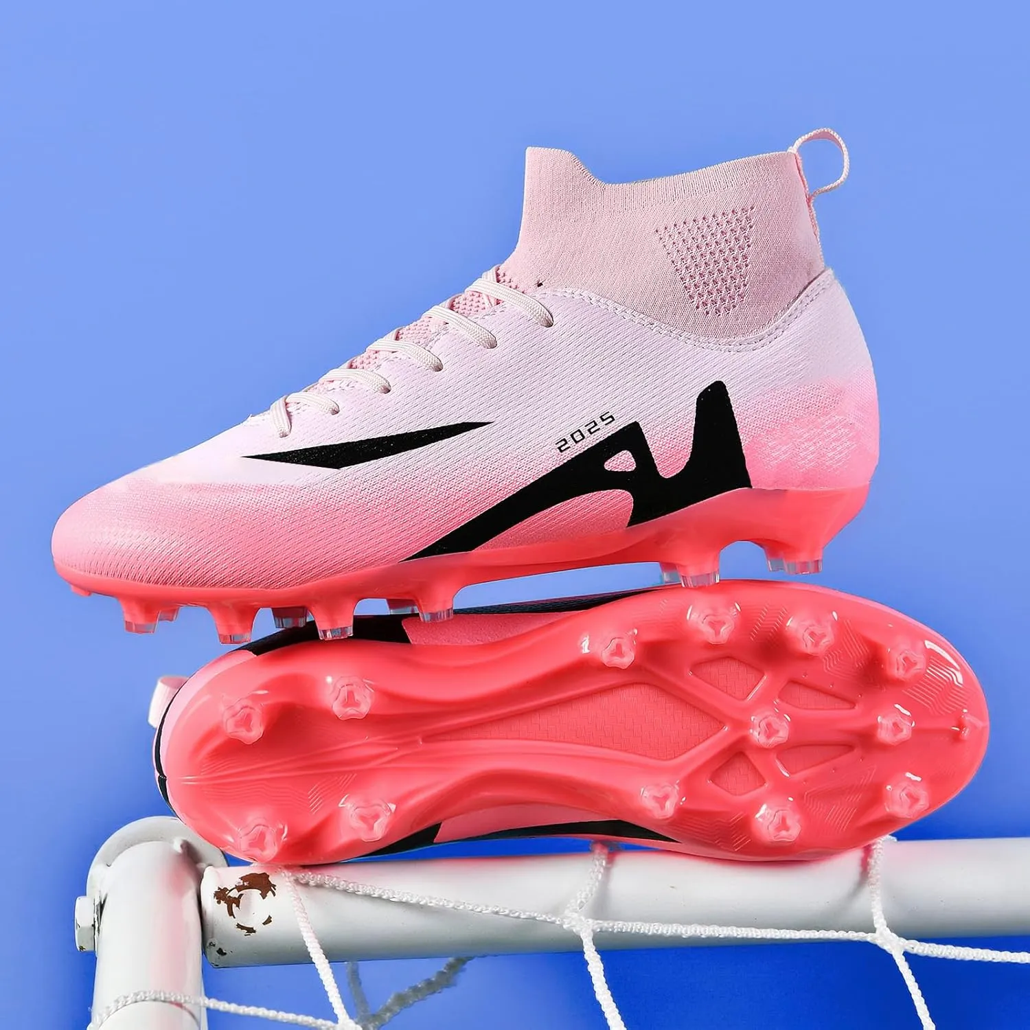 UYO Boys' Soccer Shoes Kids Firm Ground Soccer Cleats Girls Turf Shoes Outdoor Trainning Shoes High Top Youth Football Shoes