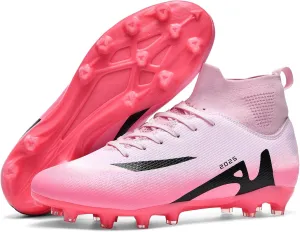 UYO Boys' Soccer Shoes Kids Firm Ground Soccer Cleats Girls Turf Shoes Outdoor Trainning Shoes High Top Youth Football Shoes