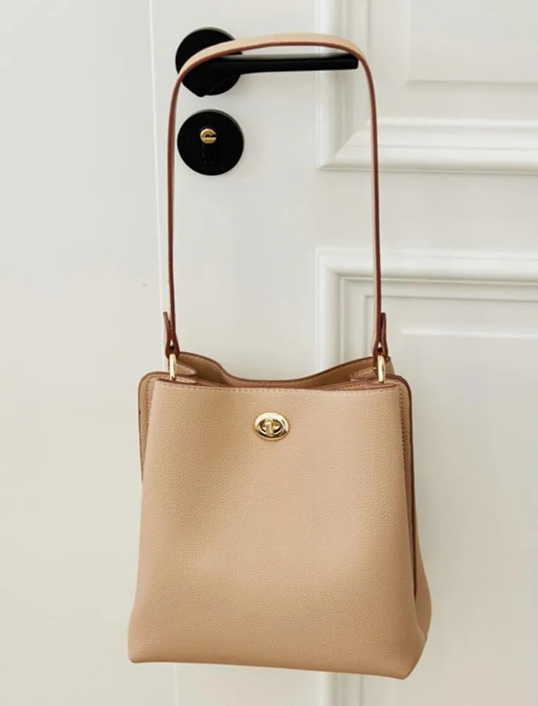 Vegan Leather Bucket Tote Bag for Women Fashion Ladies Top Handle Shoulder Satchel Bag with Adustable Strap