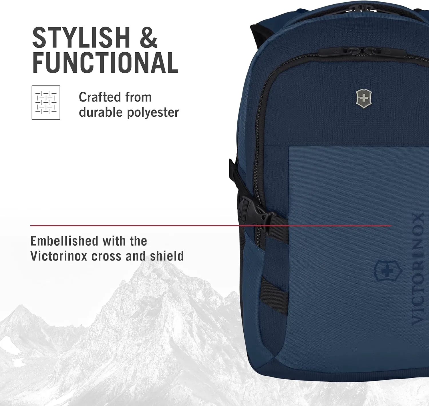 Victorinox VX Sport EVO Compact Backpack - Modern Backpack to Carry Travel Accessories - Includes Airflow Channels & Adjustable Straps - 20 Liters, Blue
