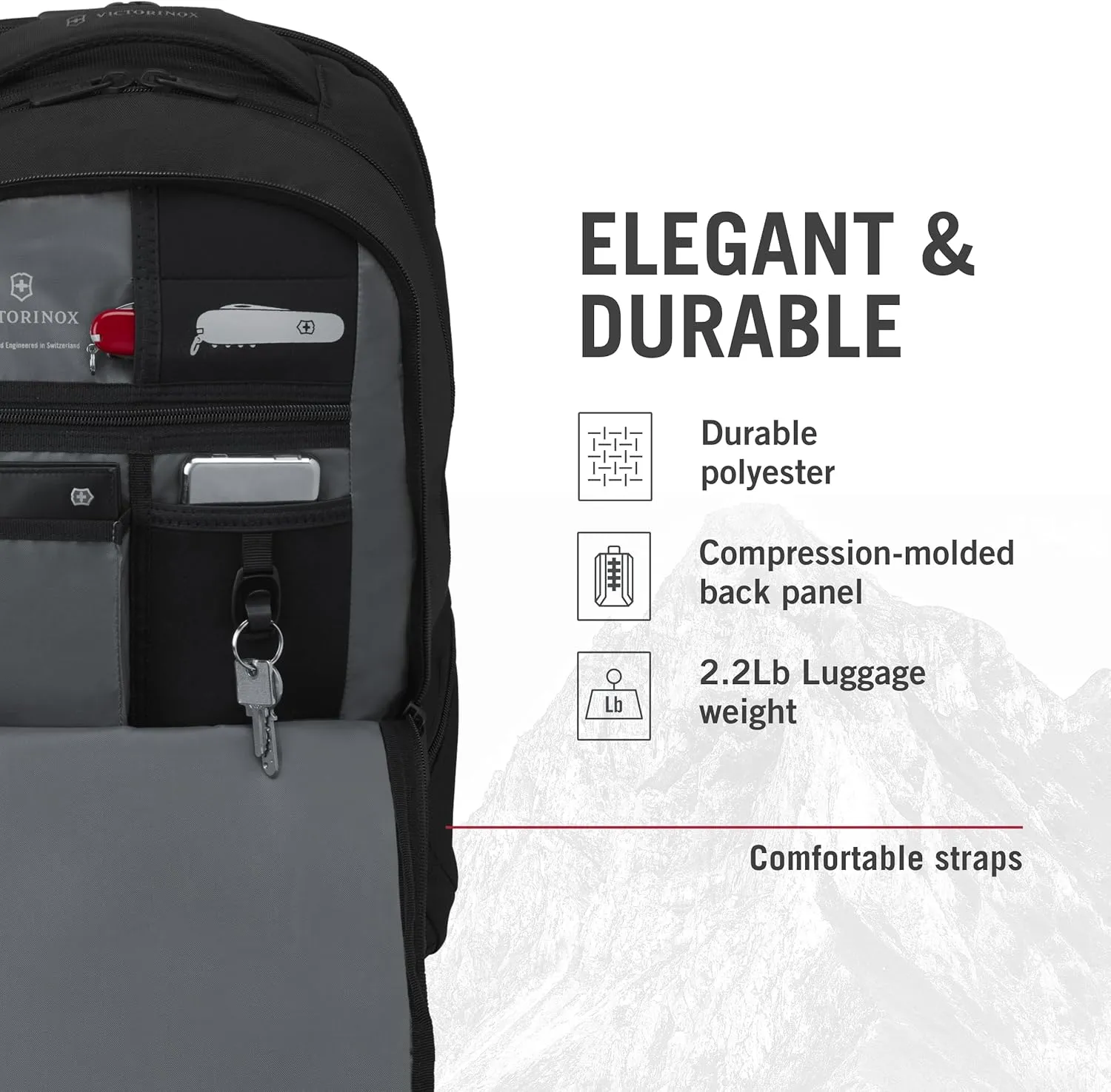 Victorinox VX Sport EVO Deluxe Backpack - Modern Backpack to Carry Travel Accessories - Includes Airflow Channels & Adjustable Straps - 28 Liters, Black