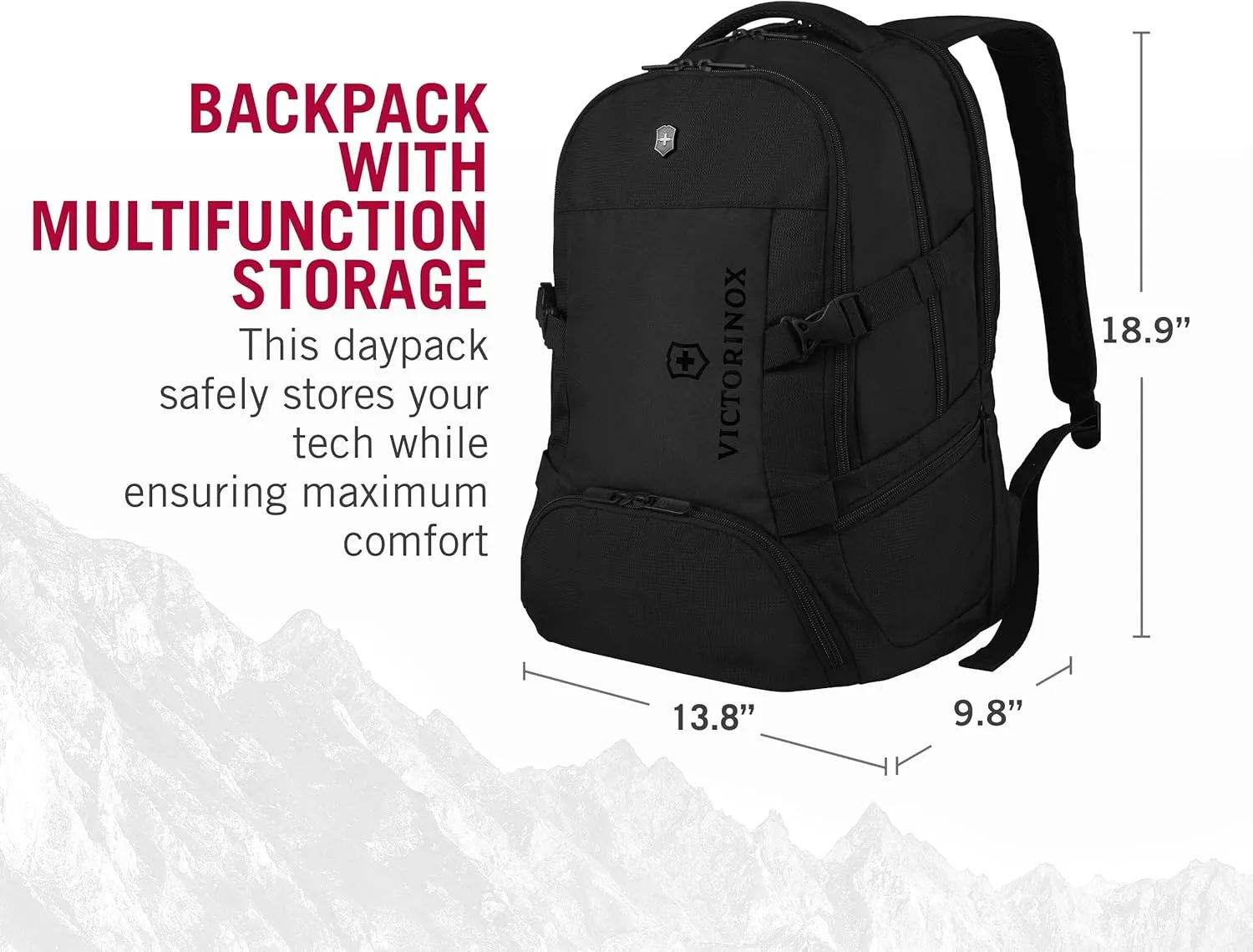 Victorinox VX Sport EVO Deluxe Backpack - Modern Backpack to Carry Travel Accessories - Includes Airflow Channels & Adjustable Straps - 28 Liters, Black