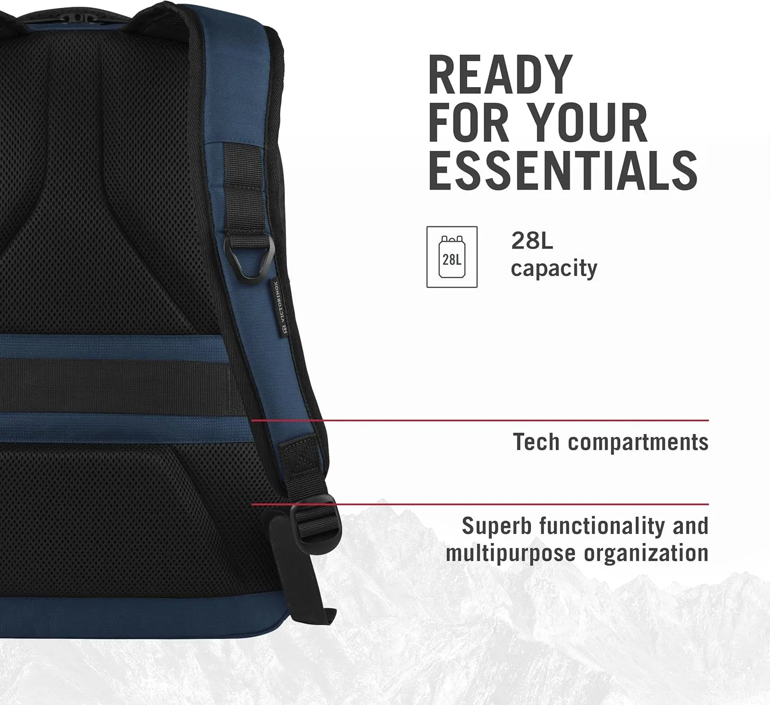 Victorinox VX Sport EVO Deluxe Backpack - Modern Backpack to Carry Travel Accessories - Includes Airflow Channels & Adjustable Straps - 28 Liters, Blue