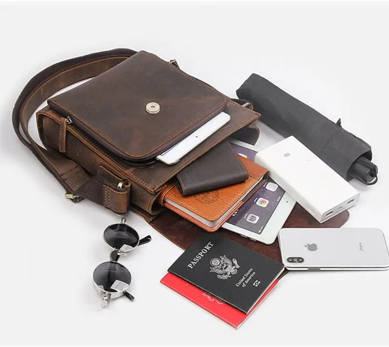 Vintage Leather Mens messenger bag, tablet computer bag, briefcase, travel handbag