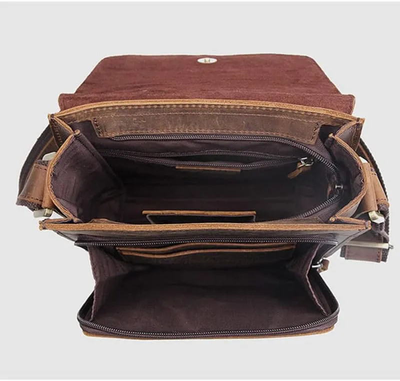 Vintage Leather Mens messenger bag, tablet computer bag, briefcase, travel handbag