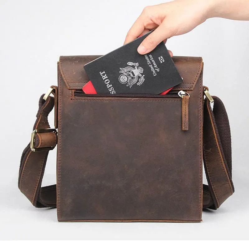 Vintage Leather Mens messenger bag, tablet computer bag, briefcase, travel handbag