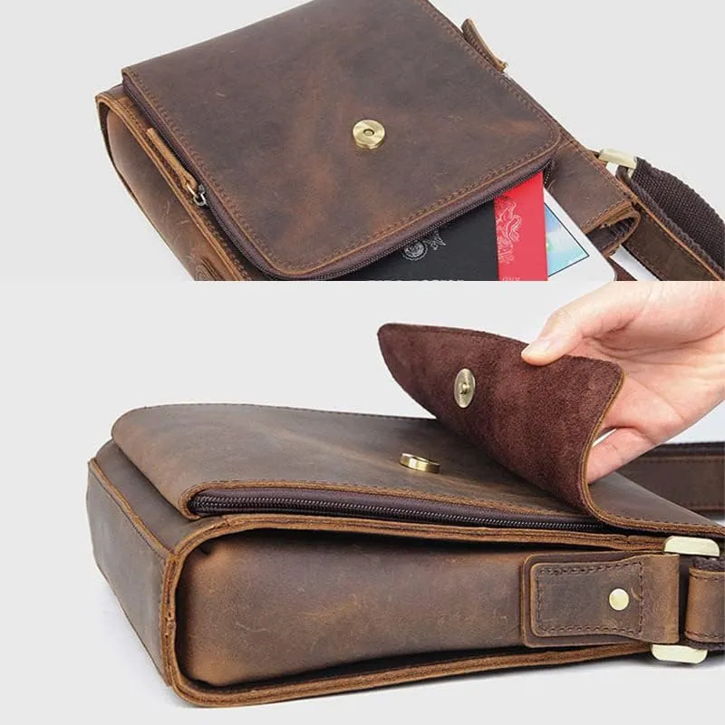 Vintage Leather Mens messenger bag, tablet computer bag, briefcase, travel handbag