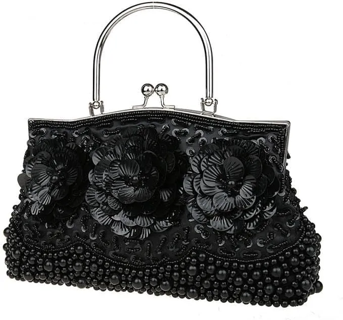 Vintage Sequin Beaded Handbags for Women Wedding Party Bridal Clutches Evening Bag Fashion Chain Crossbody Shoulder Bag