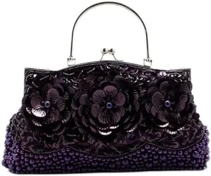 Vintage Sequin Beaded Handbags for Women Wedding Party Bridal Clutches Evening Bag Fashion Retro Chain Crossbody Shoulder Bag Bags (Color : Color 1)