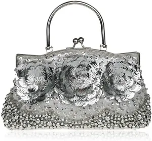 Vintage Sequin Beaded Handbags for Women Wedding Party Bridal Clutches Evening Bag Fashion Retro Chain Crossbody Shoulder Bag Bags (Color : Color 3)