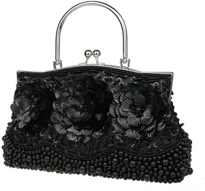 Vintage Sequin Beaded Handbags for Women Wedding Party Bridal Clutches Evening Bag Fashion Retro Chain Crossbody Shoulder Bag Bags (Color : Color 5)