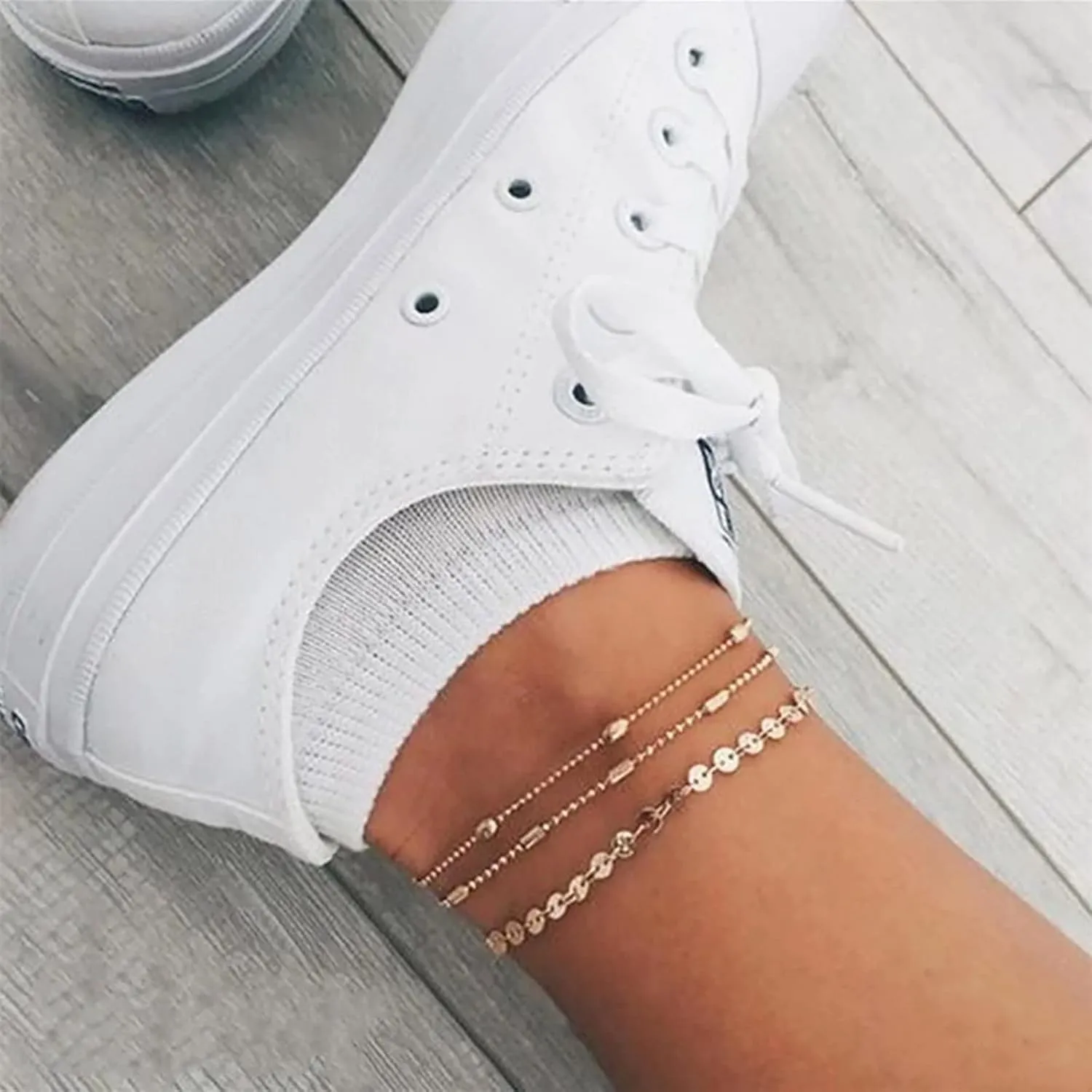 Wave Bracelet Women's Anklets Filled with Personalized Anklets Beach Feet Jewelry Gift 3 Layer Anklet Simplicity Anklet Dragon Bracelet (Gold, One Size)