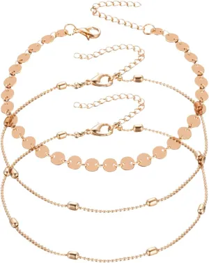 Wave Bracelet Women's Anklets Filled with Personalized Anklets Beach Feet Jewelry Gift 3 Layer Anklet Simplicity Anklet Dragon Bracelet (Gold, One Size)