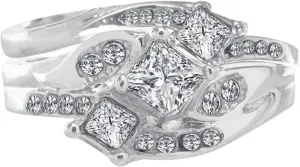 Wedding Band Set for Women,925 Sterling Silver Gemstone Inlaid Vintage Ring Cubic Zirconia Engagement Promise Rings for Her