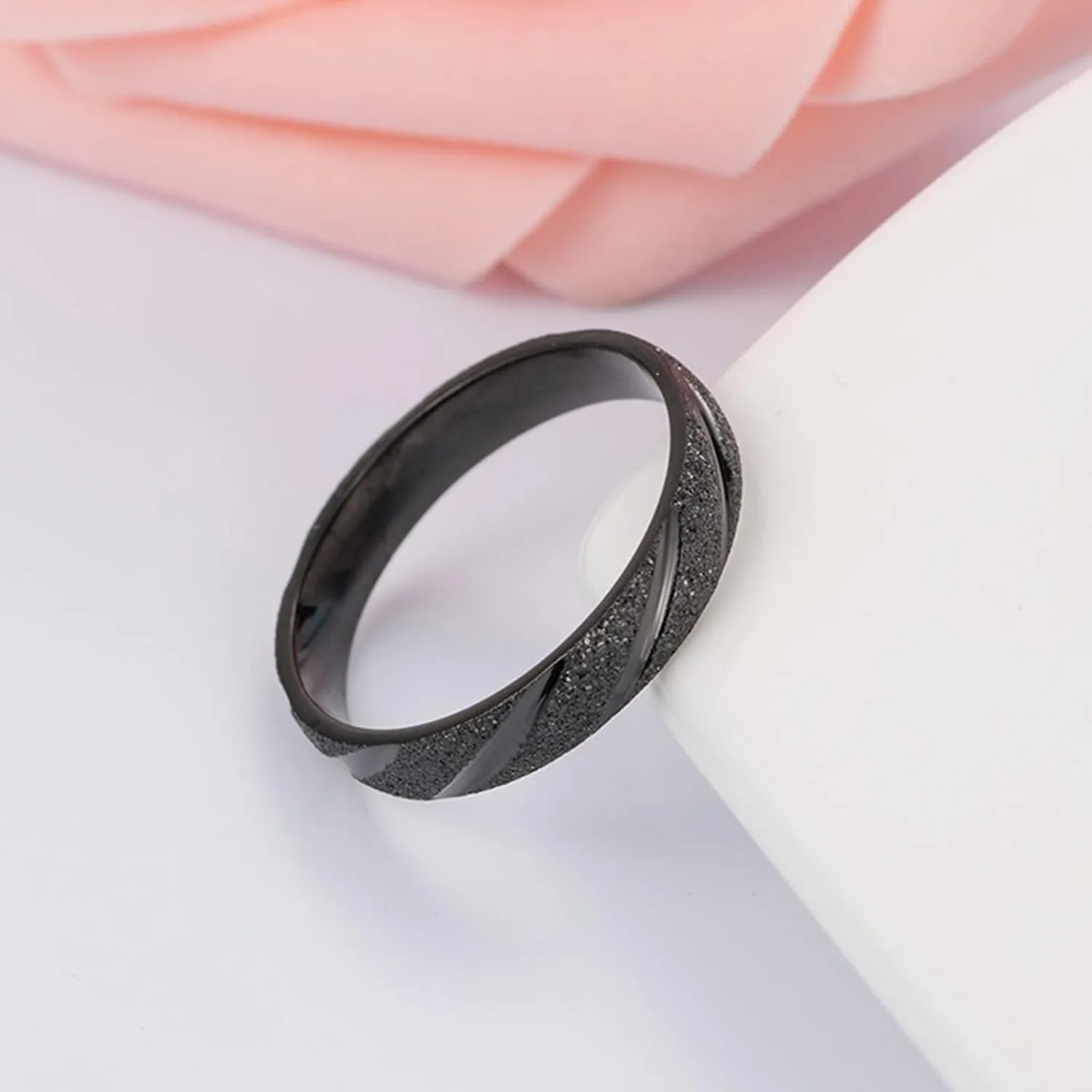 Wedding Rings Sets His and Hers, Anniversary Rings for Couple Stainless Steel Comfort Fit 4mm Black Matte Ring