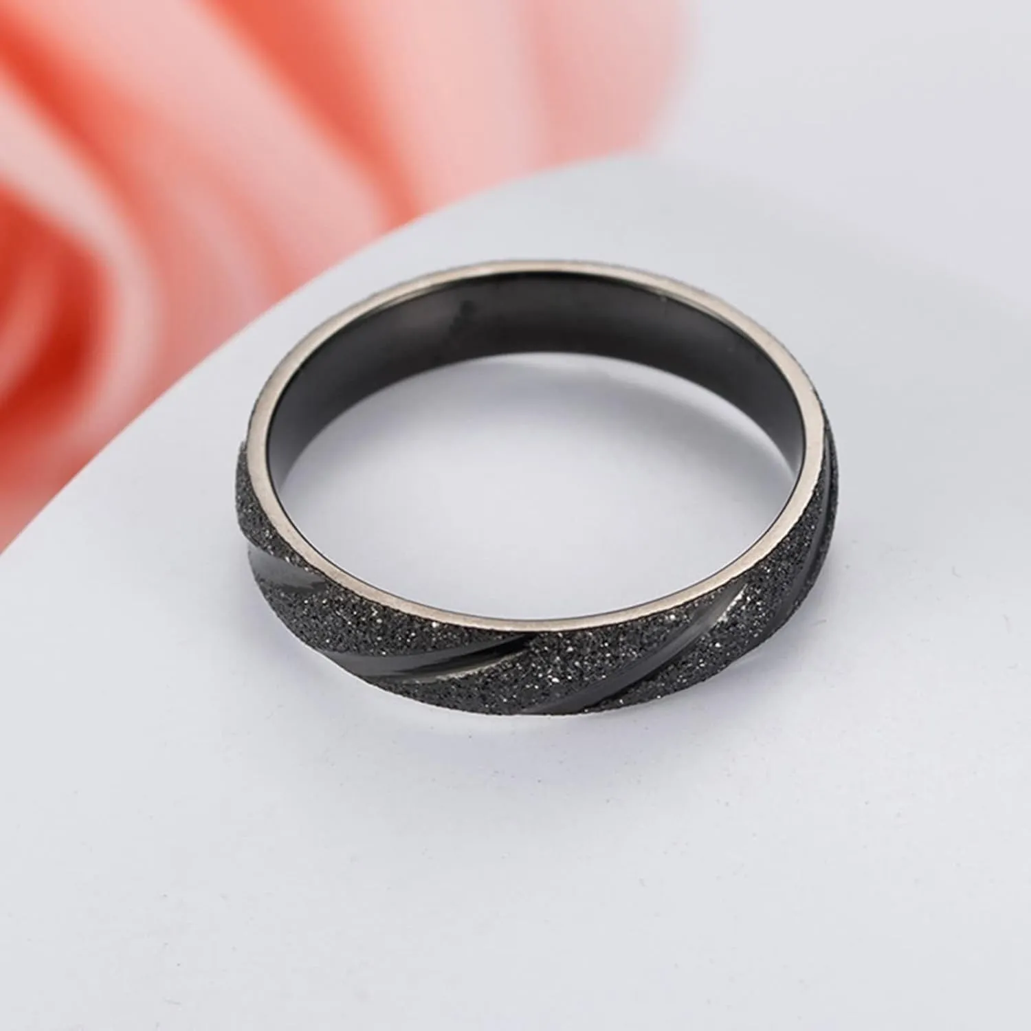 Wedding Rings Sets His and Hers, Anniversary Rings for Couple Stainless Steel Comfort Fit 4mm Black Matte Ring