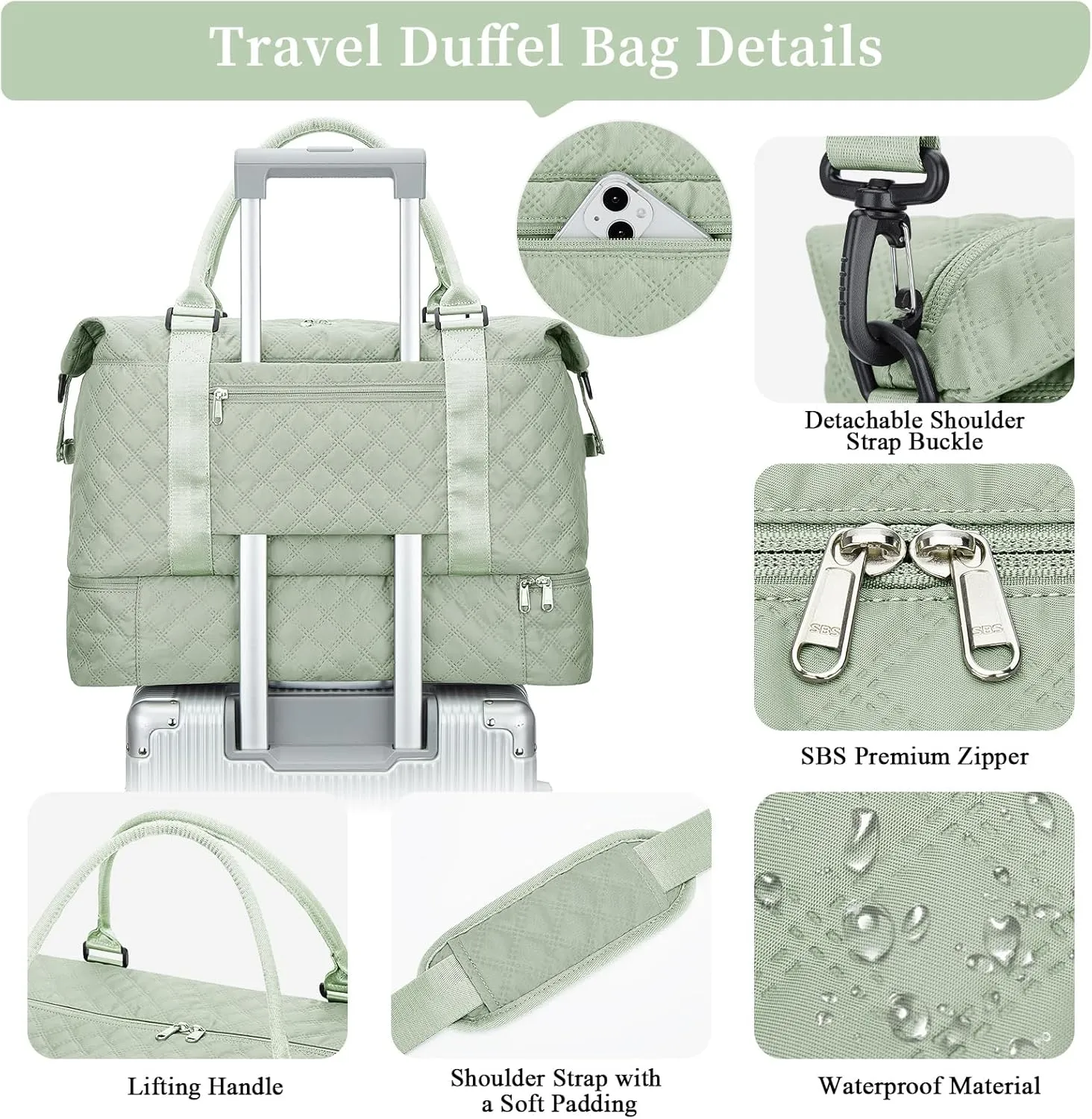 Weekender Bags for Women, Carry on Overnight Weekend Travel Duffel Bag with Shoes Compartment &Toiletry Bag, Personal Item Bag for Travel Business Trips Sport Hospital