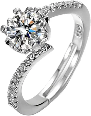 White Gold Plated Sterling Silver Anniversary Wedding Bands for Women Adjustable Cubic Zirconia Engagement Halo Promise Ring