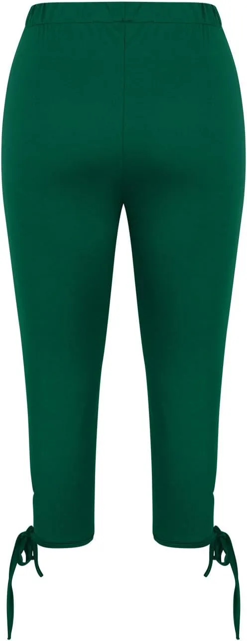 Women Bow Trouser Legs Capri Trousers Ladies Knee Length Shorts Cropped Capris Yoga Gym Pants Three Quarter Half Pant