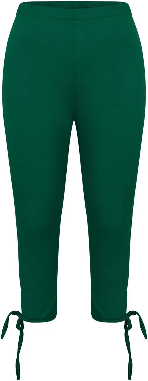 Women Bow Trouser Legs Capri Trousers Ladies Knee Length Shorts Cropped Capris Yoga Gym Pants Three Quarter Half Pant