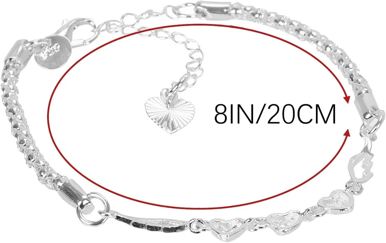 Women Bracelets, Chain Bracelet Adjustable Fine Workmanship Reusable Luxury Love Heart Charm Bracelet Female Jewelry Women