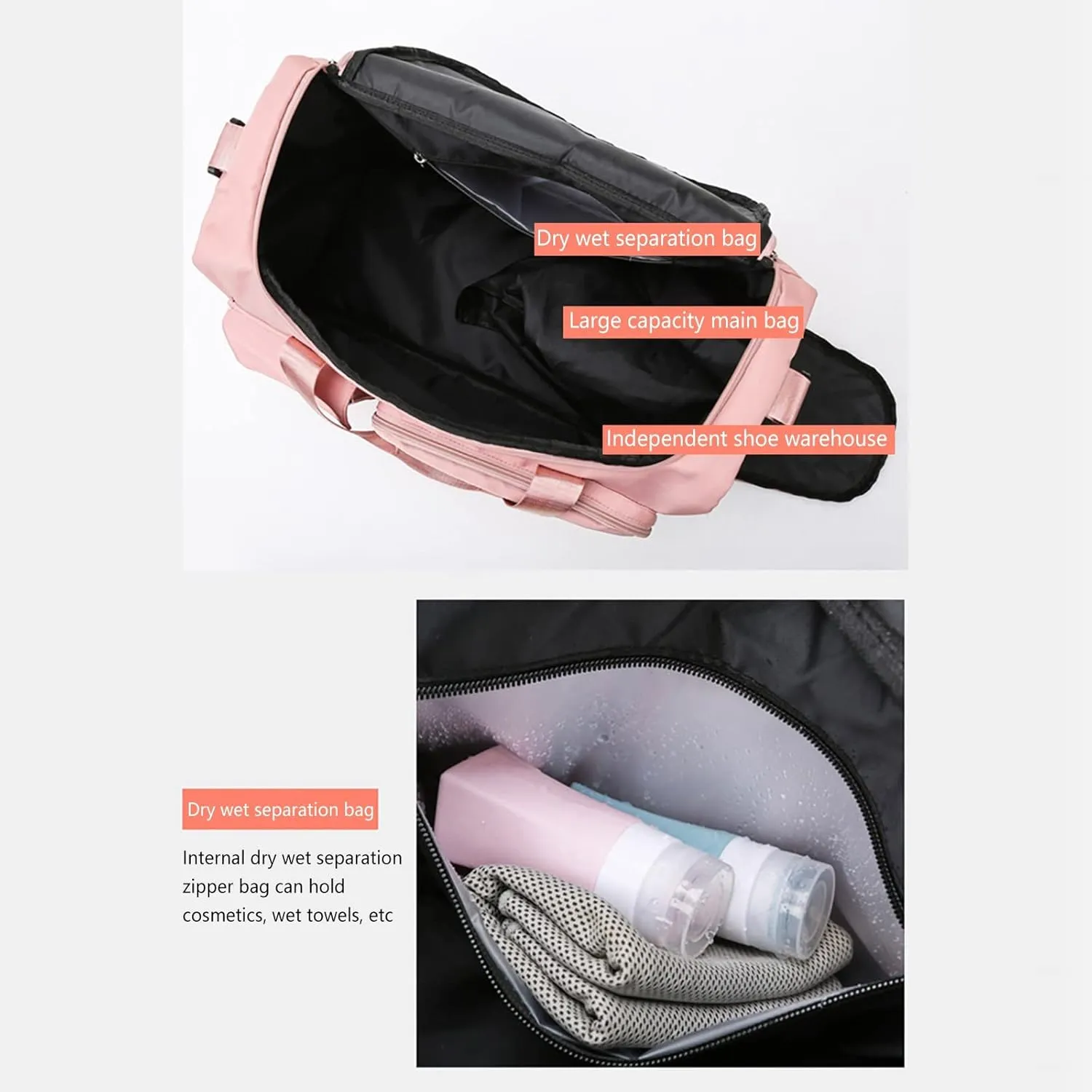 Women Gym Bag with Shoes Compartment,28L Waterproof Duffel Bag,Large Duffle Bag for Sports Travel Yoga Workout