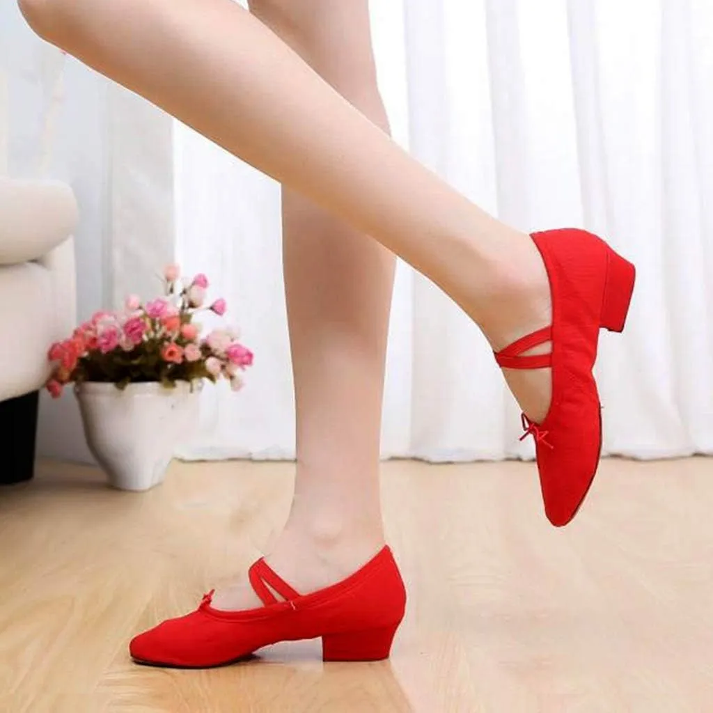 Women Ladies Dancing Prom Ballroom Latin Ballet Dance Singles Shoes Wicker Wedge Heels Women