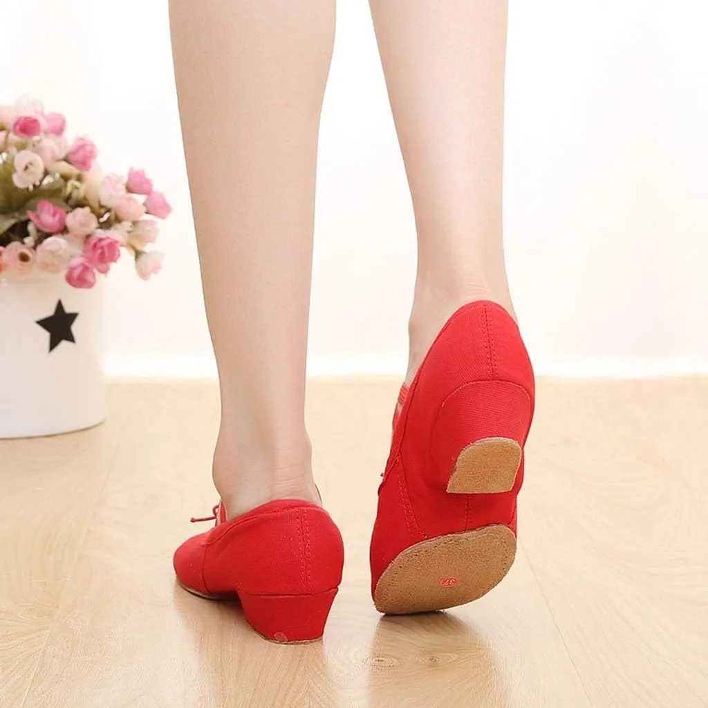 Women Ladies Dancing Prom Ballroom Latin Ballet Dance Singles Shoes Wicker Wedge Heels Women