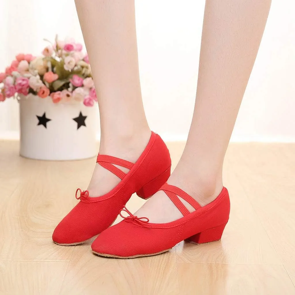 Women Ladies Dancing Prom Ballroom Latin Ballet Dance Singles Shoes Wicker Wedge Heels Women